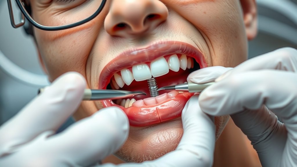 A close-up shot of a dental implant specialist working on a patient’s mouth, demonstrating expertise at the Dental Implant Specialist Newark OH. 