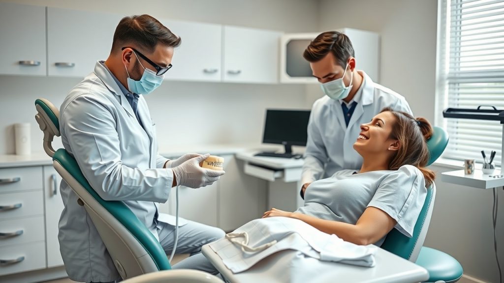 dentist’s hands showing precision during the dental implant procedure